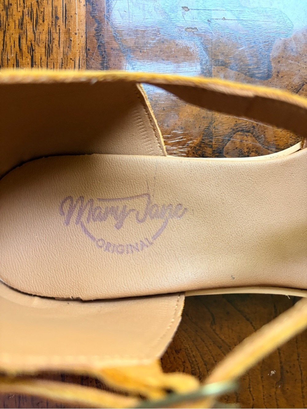 Mary Jane Floral T-Strap Flats in Tan and Multicolor Floral - Picture 2 of 4